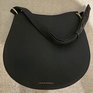 Loeffler Randall Black Pebbled Leather Shoulder Bag with Gold Hardware